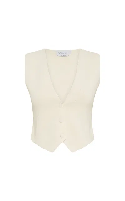 Gabriela Hearst Enso Knit Vest In Off White Merino Wool Cashmere In Brown