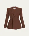 Gabriela Hearst Epona Chain Link Wool Blazer In Cognac