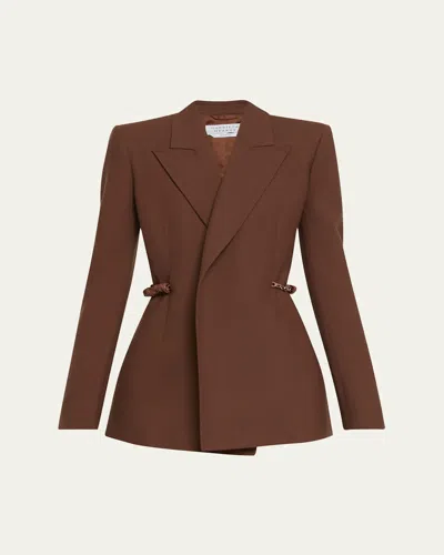 Gabriela Hearst Epona Chain Link Wool Blazer In Cognac