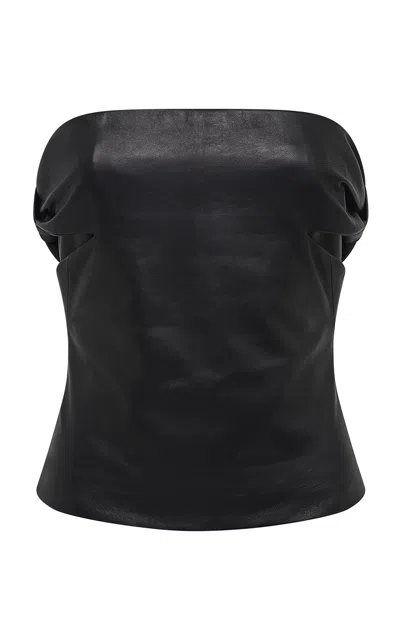 Gabriela Hearst Eulalia Leather Strapless Top In Black