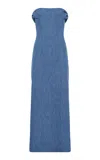 Gabriela Hearst Evangeline Cotton-linen Denim Midi Dress In Medium Wash