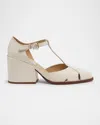 Gabriela Hearst Hawes Leather T-strap Pumps In Ivory