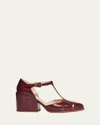 Gabriela Hearst Evita T-strap Leather Block-heel Pumps In Bordeaux