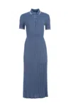 Gabriela Hearst Eyot Striped Ribbed Silk And Cashmere-blend Midi Dress In Denim Blue