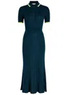 Gabriela Hearst Eyot Ribbed Silk And Cashmere-blend Midi Shirt Dress In Blue