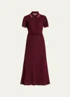 Gabriela Hearst Eyot Short-sleeve Cashmere Rib Maxi Polo Dress In Burgundy