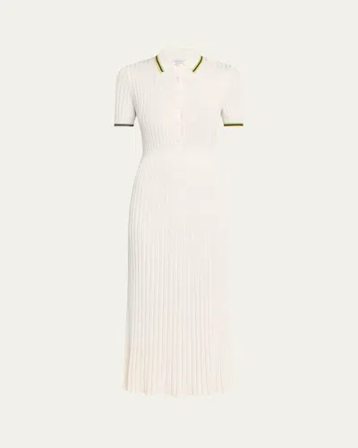 Gabriela Hearst Eyot Short-sleeve Rib Midi Polo Dress In White