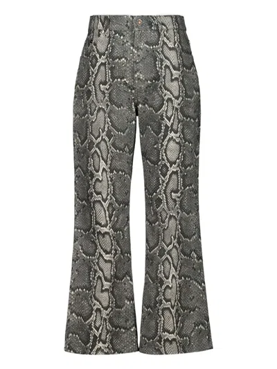 Gabriela Hearst Ezra Snake-print Recycled Mid-rise Bootcut Jeans In Gray