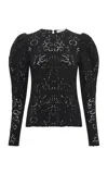 Gabriela Hearst Farida Eyelet Virgin-wool Top In Black