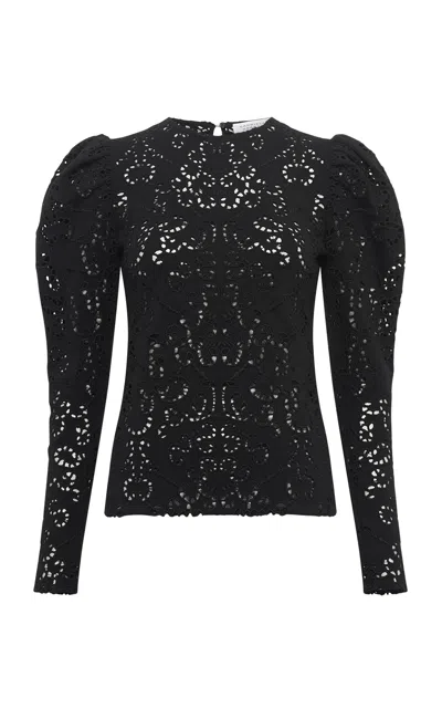 Gabriela Hearst Farida Eyelet Virgin-wool Top In Black