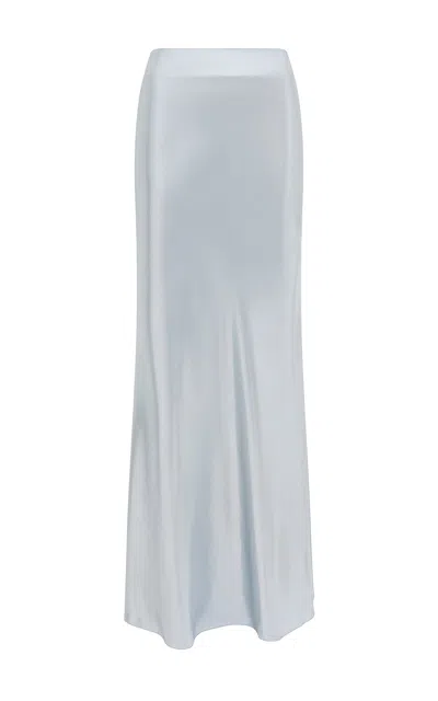Gabriela Hearst Fauna Bias Maxi Skirt In Silver Metallic Silk Twill