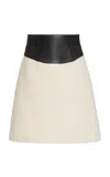 GABRIELA HEARST FELIX SKIRT IN IVORY RECYCLED CASHMERE FELT WITH LEATHER WAISTBAND