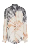 GABRIELA HEARST FERRARA SHIRT IN CAMEL MULTI TIE DYE CASHMERE SILK GAUZE