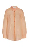 Gabriela Hearst Ferrara Shirt In Cashmere Gause In Fluorescent Orange
