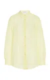 Gabriela Hearst Ferrara Shirt In Cashmere Gause In Lime Adamite