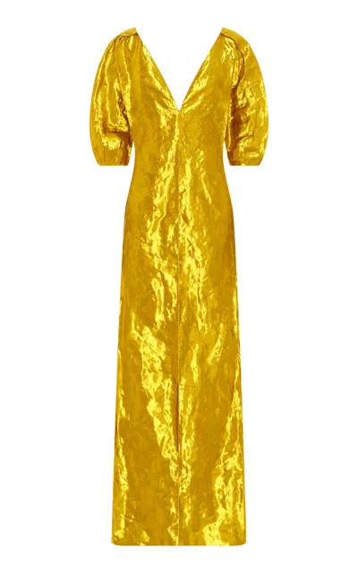 Gabriela Hearst Fides Midi Dress In Gold Metallic Silk