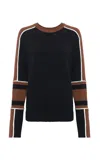 Gabriela Hearst Finnian Knit Moto Sweater In Cognac & Black Cashmere In Brown