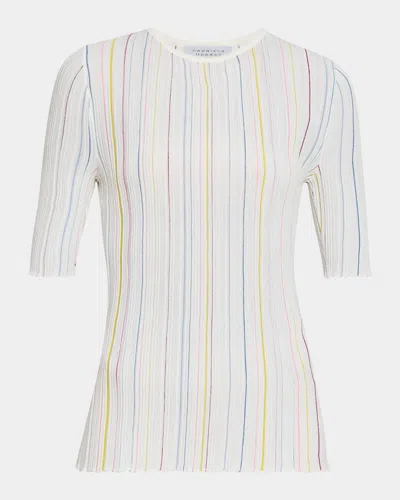 Gabriela Hearst Fitz Stripe Wool Top In Ivory Multi