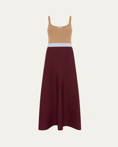 Gabriela Hearst Flaminius Sleeveless Colorblock Wool-cashmere Knit Midi Dress In Brown
