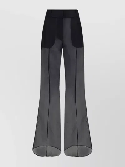 Gabriela Hearst Rhein High-rise Sheer Silk Flared Pants In Grey