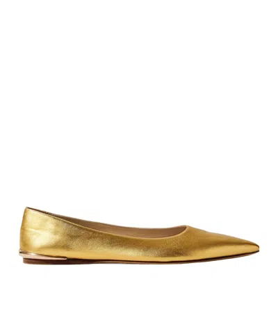 Gabriela Hearst Fleur Embellished Metallic Leather Ballet Flats In Gold
