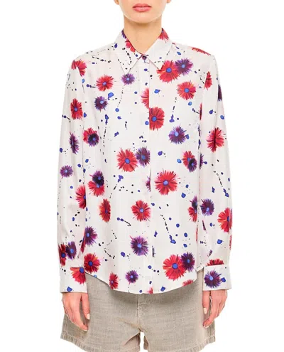 GABRIELA HEARST FLORAL-PRINT FRONT BUTTON BLOUSE WITH CLASSIC COLLAR