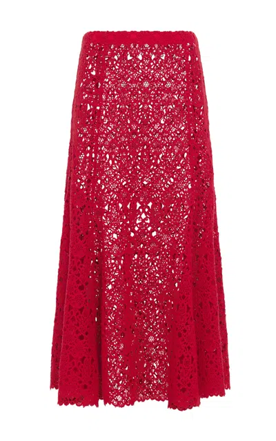 Gabriela Hearst Florence Maxi Skirt In Scarlet Red Cashmere Lace