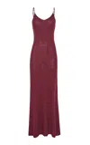 Gabriela Hearst Florian Beaded Cashmere-silk Slip Dress In Burgundy