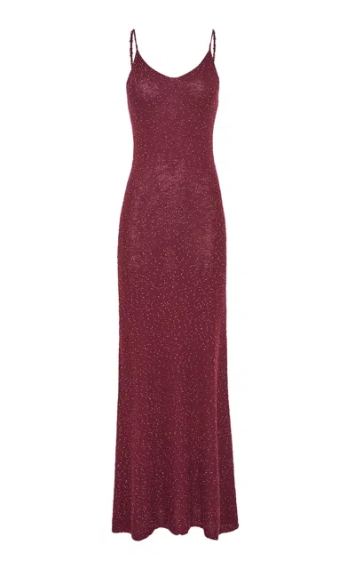 Gabriela Hearst Florian Beaded Cashmere-silk Slip Dress In Burgundy