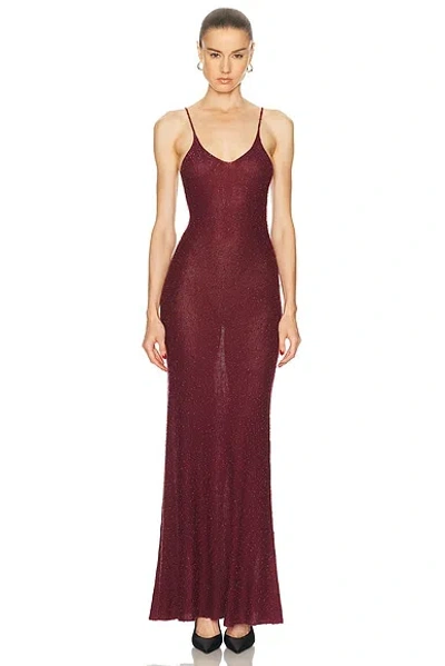 Gabriela Hearst Florian Knit Maxi Slip Dress In Bordeaux Beaded Cashmere Silk In Burgundy