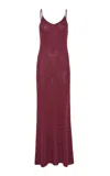 Gabriela Hearst Florian Knit Maxi Slip Dress In Bordeaux Beaded Cashmere Silk In Burgundy