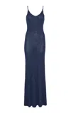 Gabriela Hearst Florian Knit Maxi Slip Dress In Electric Navy Beaded Cashmere Silk In Blue