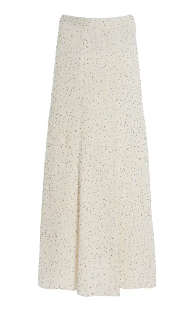 GABRIELA HEARST FLORIS KNIT SKIRT IN WHITE BEADED SILK