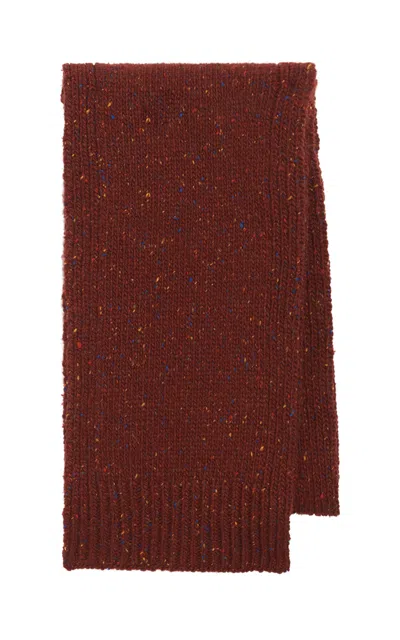 Gabriela Hearst Fokestone Knit Scarf In Burnt Sienna Multi Speckled Aran Cashmere In Burgundy