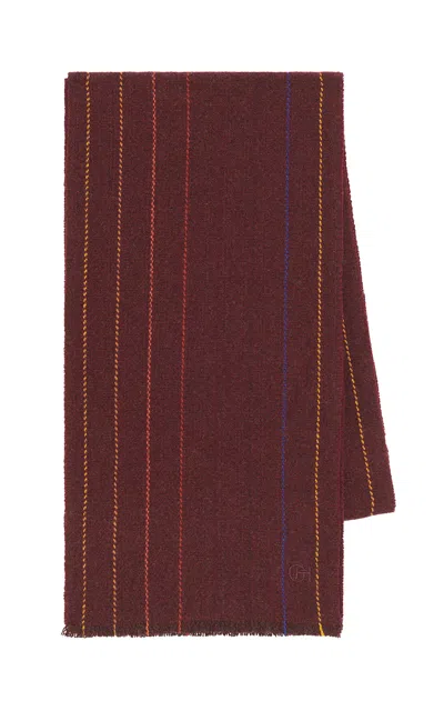 Gabriela Hearst Fokestone Scarf In Burnt Sienna Multi Pinstripe Wool Cashmere