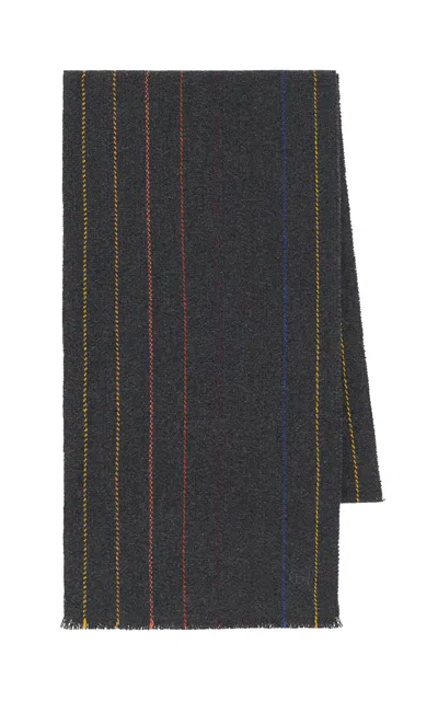 Gabriela Hearst Fokestone Scarf In Charcoal Multi Pinstripe Wool Cashmere