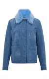 Gabriela Hearst Fosse Chore Jacket In Light Blue Recycled Cotton Linen In Light Blue Denim