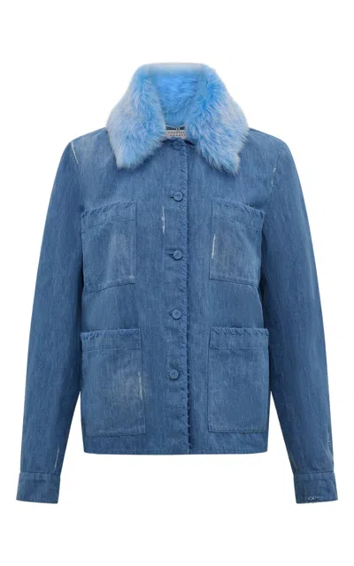 Gabriela Hearst Fosse Chore Jacket In Light Blue Recycled Cotton Linen In Light Blue Denim