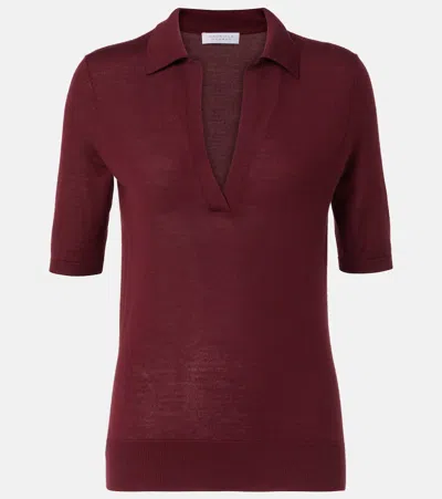 Gabriela Hearst Frank Cashmere And Wool Polo Shirt In Bordeaux