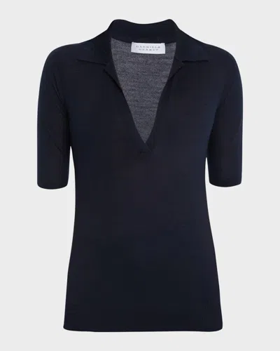 Gabriela Hearst Frank Cashmere Polo Top In Blue