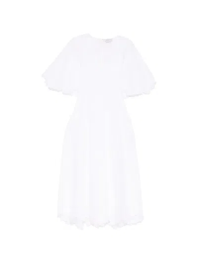 Gabriela Hearst Frayed-edge V-neck Dress In White
