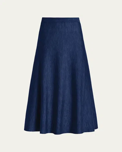 Gabriela Hearst Freddie Heathered Wool-cashmere Midi Skirt In Electric Navy
