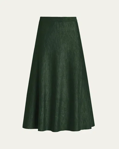 Gabriela Hearst Freddie Heathered Wool-cashmere Midi Skirt In English Green