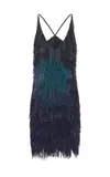 Gabriela Hearst Freyja Fringe Mini Dress In Navy Multi Silk In Navy Multi
