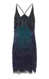 Gabriela Hearst Freyja Fringed Silk-leather Mini Dress In Navy
