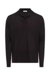 Gabriela Hearst Frome Knit Long Sleeve Polo In Chocolate Cashmere In Chocolate