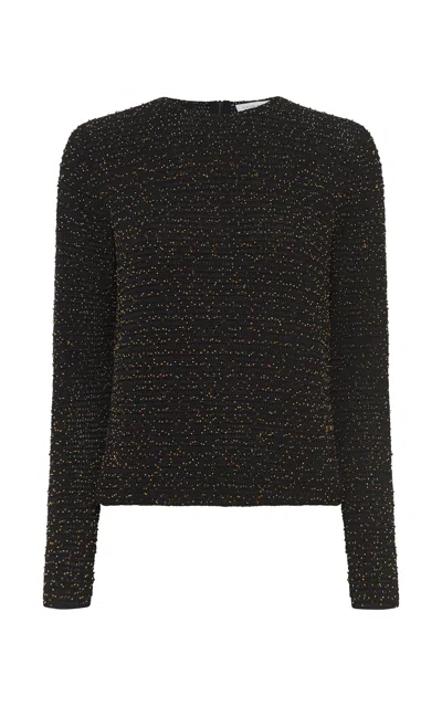 Gabriela Hearst Galene Knit Sweater In Black & Gold Beaded Cashmere In Black/gold
