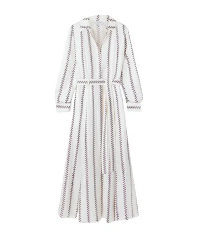 Gabriela Hearst Galway Belted Striped Silk-twill Midi Shirt Dress In White