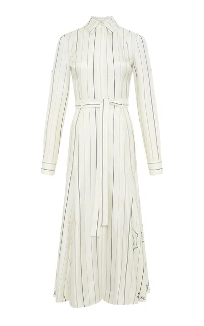 Gabriela Hearst Galway Shirtdress In Ivory Multi Pinstripe Silk Twill