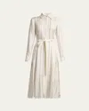 Gabriela Hearst Galway Striped Silk Belted Midi Shirtdress In Multi